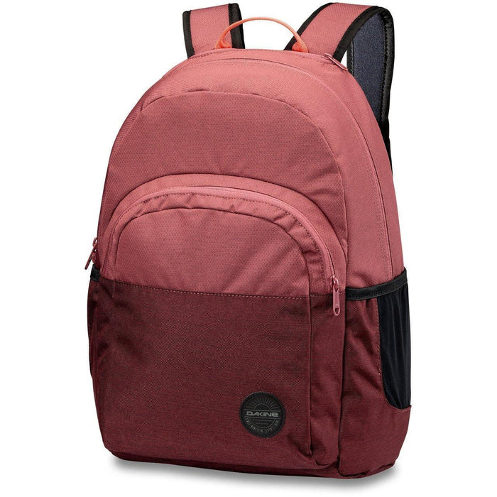 Dakine Ohana 26 litre rucksack in burnt rose color with front pocket and logo patch