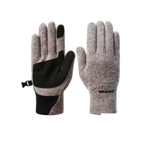 Pair of gray gloves with black accents on a website page