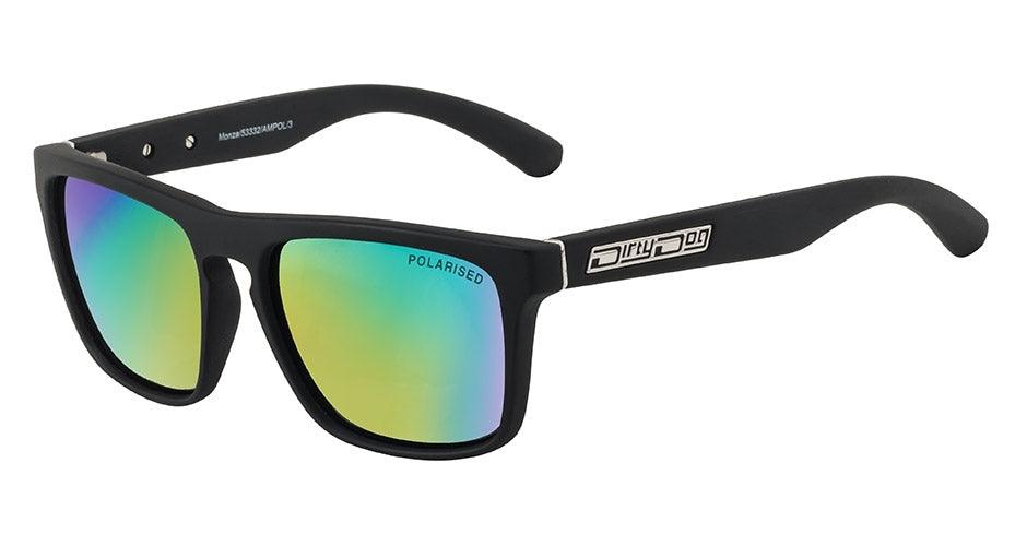 Dirty Dog Monza Satin Black / green Grey Mirror Polarised - Boardworx