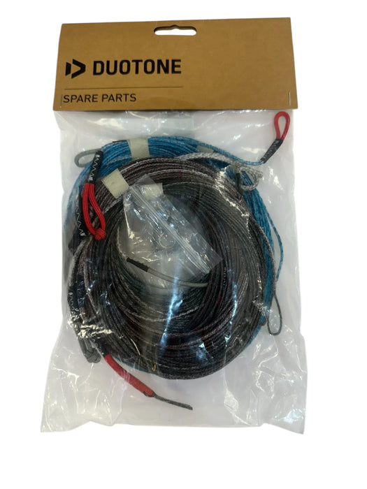Duotone bar spare line set for kitesurfing, multi-color, packaged as spare parts.