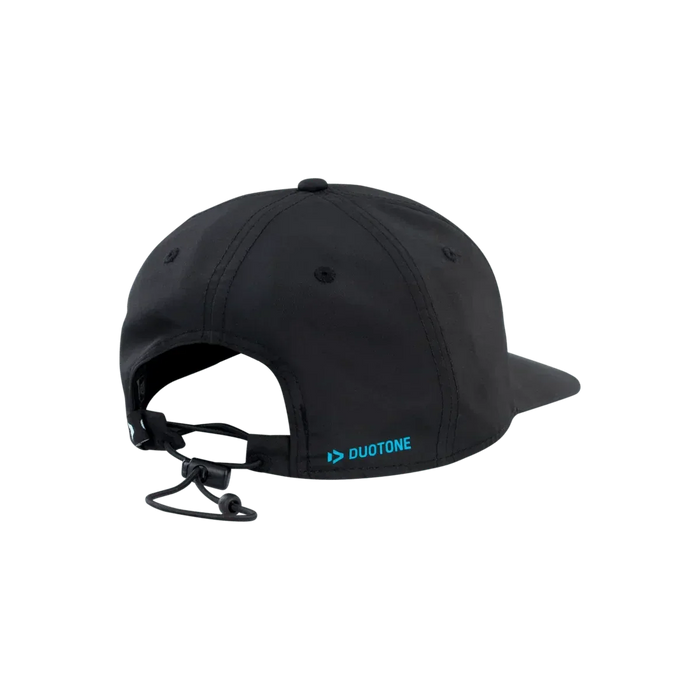 Duotone black 9TWENTY cap with blue logo and adjustable strap, surf clothing accessory