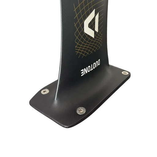 Duotone carbon foil mast with gold grid design, black base and mounting screws