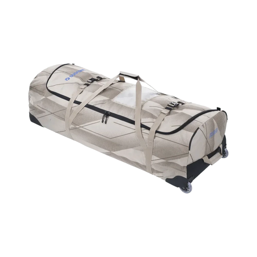 Duotone ivory kitesurf board bag with wheels and zip closure, geometric pattern