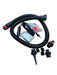 Duotone electric kite and wing pump kit with hose, nozzles, and power adapter, black and red