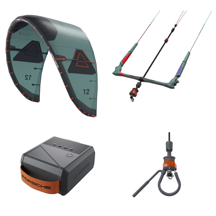 Duotone Evo SLS Porsche Turbo Limited Edition 2027 kite set: kite, Click Bar, Lazepump electric pump and Quick Release Combi Kit