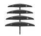 Duotone DLAB black front wing foil for wing foiling, shown in four sizes on white