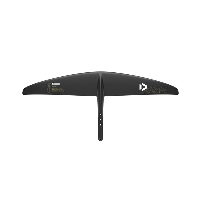 Duotone DLAB black carbon front wing for wing foiling, featuring sleek design and logo