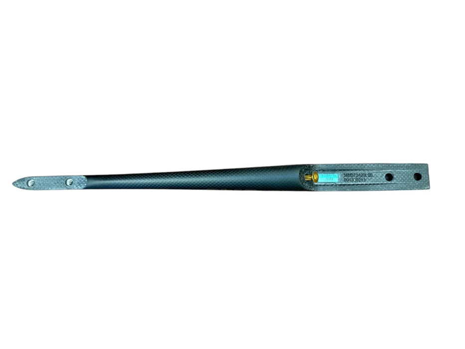 Duotone carbon fibre foil tail part for watersports, shown in textured black finish