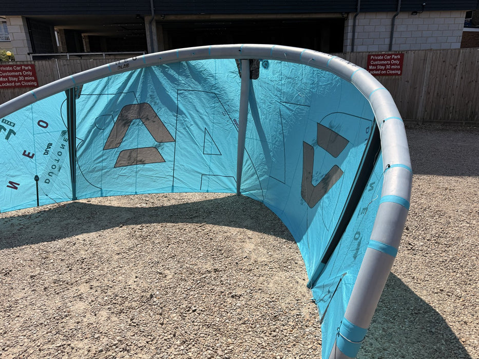 Duotone Neo D/LAB 11m kite inflated, rear view showing struts