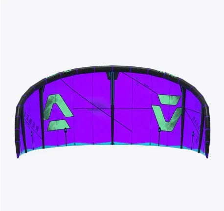 Duotone Rebel SLS purple and teal kitesurfing kite with black frame