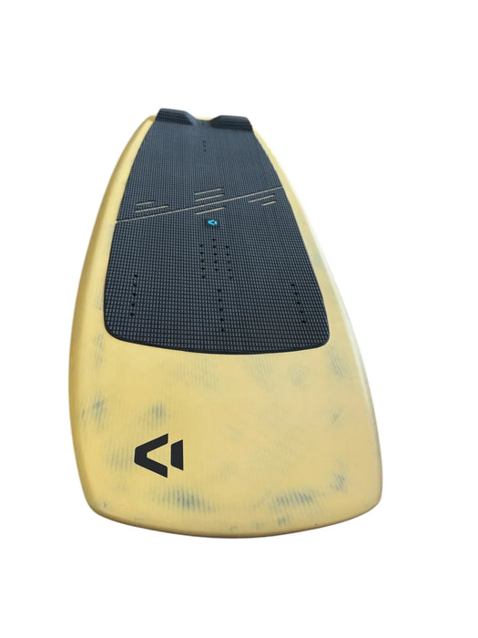Duotone kite foil board with black deck pad and beige bottom for kitesurfing