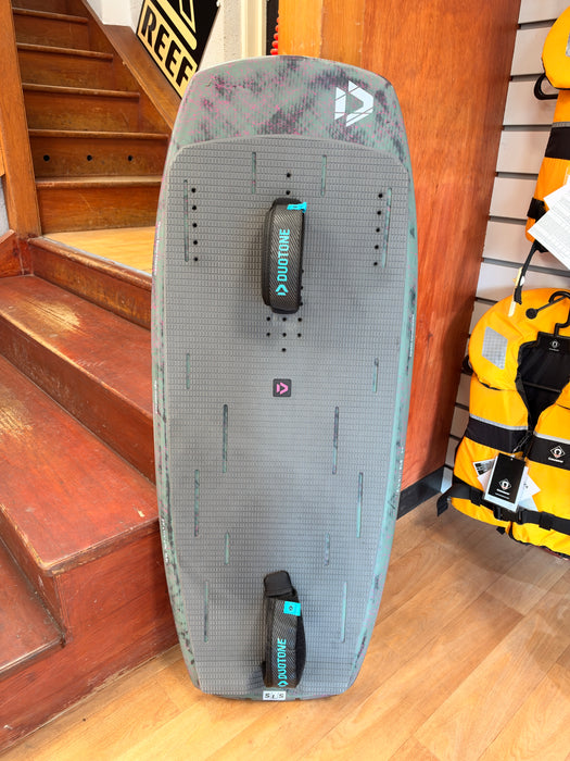 Used 2027 Duotone Soar SLS 3'7 kitefoil board, full deck view with included straps