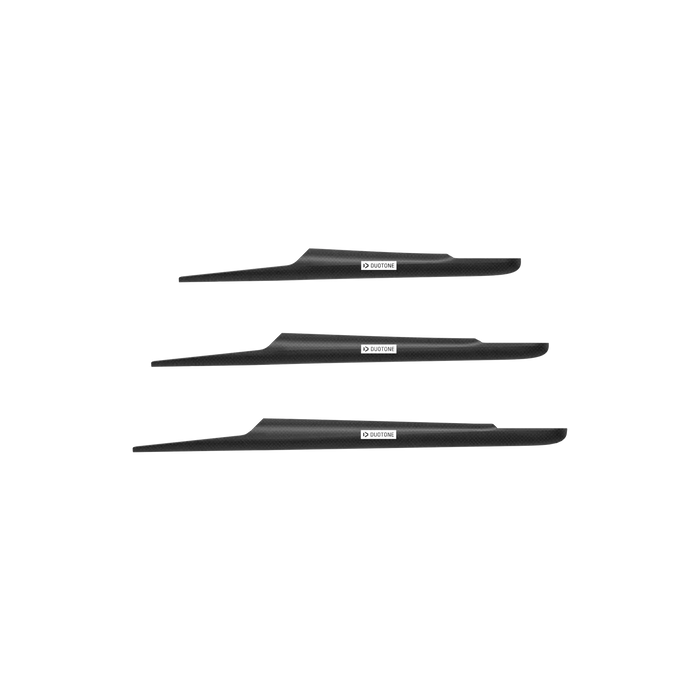 Duotone carbon foil fuselage, black with visible logo, watersports equipment