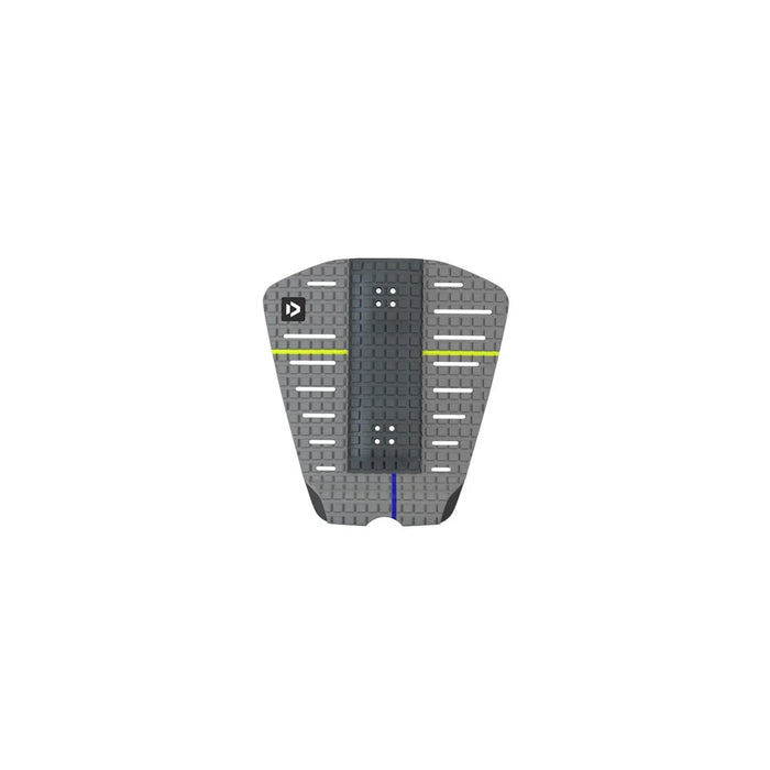 Duotone grey traction pad with colored stripes for surfboard or kitesurf board foot grip
