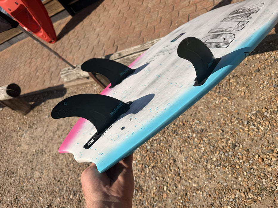 Duotone Volt D/LAB 5'1 tri-fin setup with three Duotone fins