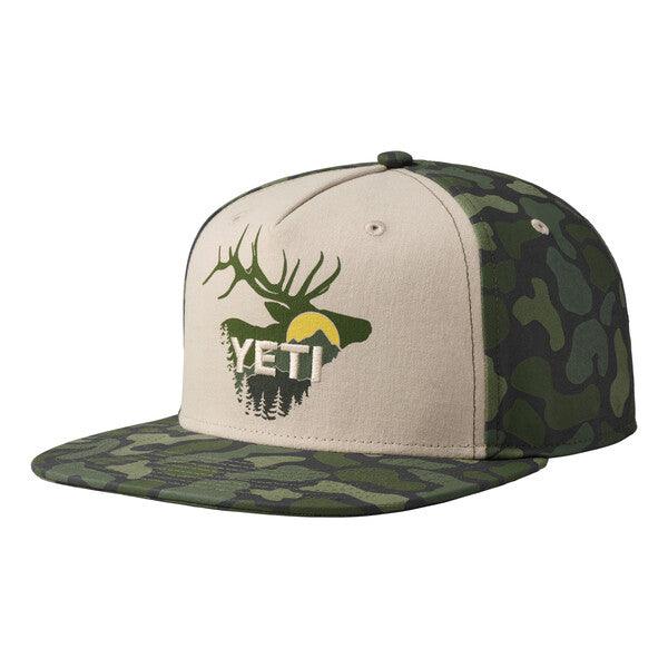 Yeti Sunrise Elk Flat Brim Hat Tan/Green Camo