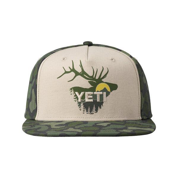 Yeti Sunrise Elk Flat Brim Hat Tan/Green Camo