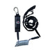 The Foil Board Company black coiled downwind wing foil board leash with carabiner clip.