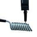 FBC coiled downwind leash for wing foil board, black strap and silver coil design