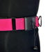 Bright pink waist leash belt with black buckle for paddleboarding or watersports.