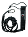 Black Foil Board Company parawing board leash with carabiner and logo visible.