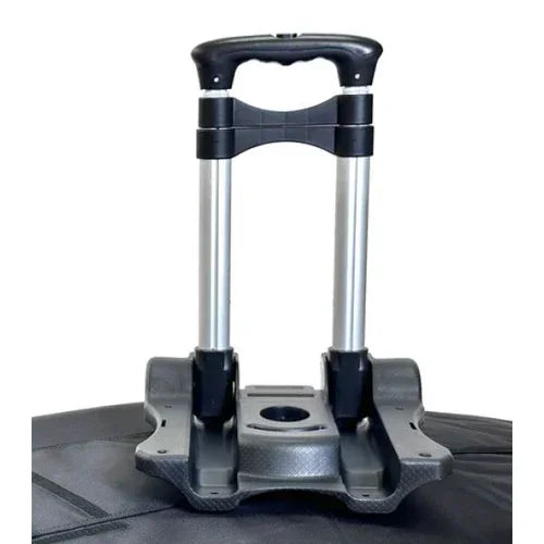 wing foil travel bag with black carry handle and optional wheels, close-up view