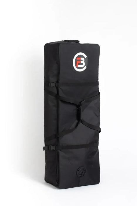 FBC black wing quiver bag with logo, padded straps and ventilation for watersports gear