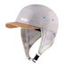 WIP surf cap in shell grey with cork brim and mesh ear flaps for watersports protection