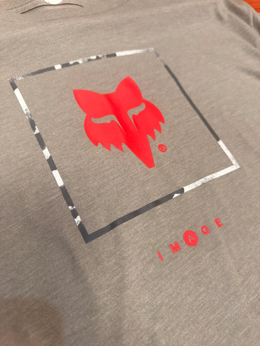 Fox Racing grey t-shirt with red fox logo and 'IMAGE' text, watersports apparel