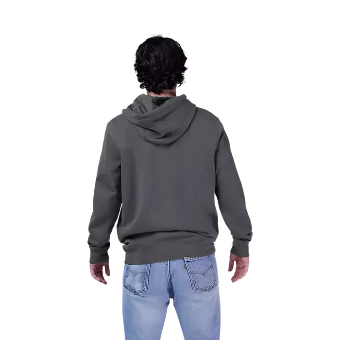 Fox pullover hoody in dark shadow grey, surf clothing, back view, watersports apparel