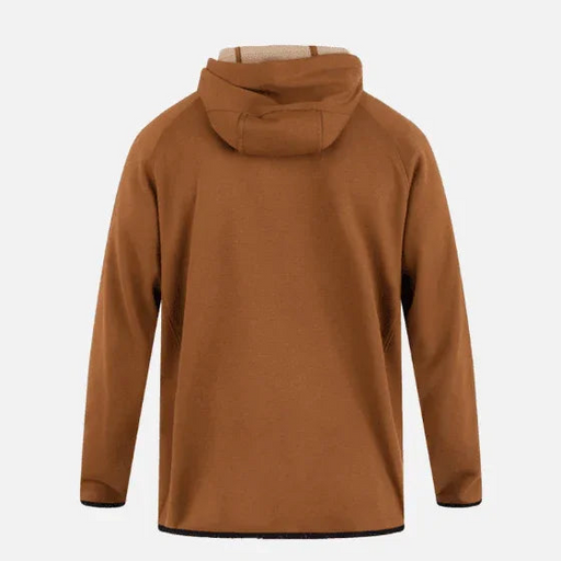 Hurley Cabrillo Heat Full Zip Fleece in bronzed brown, back view, with hood
