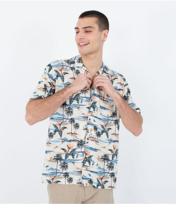 Hurley Linen Rincon Camp Shirt Bone - Boardworx