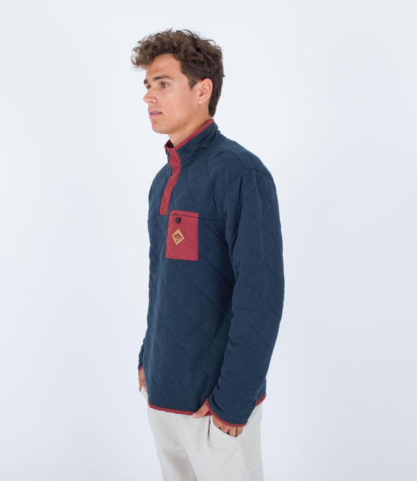 Hurley Middleton Quilted 1/4 Snap Sweatshirt Armored Navy - Boardworx