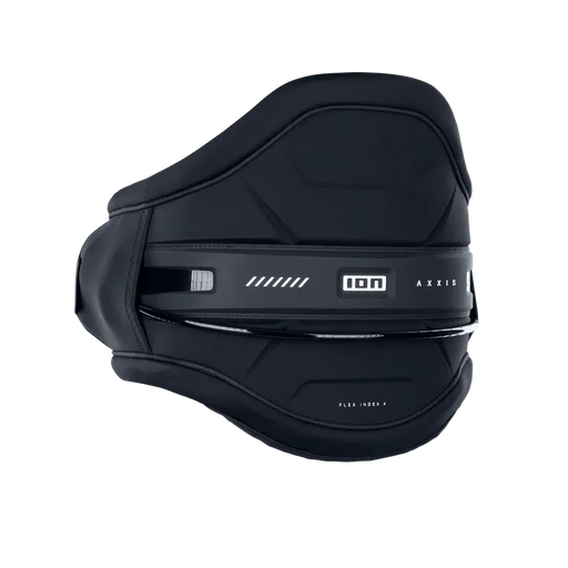 ION Axxis black kitesurf waist harness with Flex Index 4, watersports gear