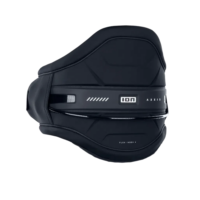 ION Axxis black kitesurf waist harness with Flex Index 4, watersports gear