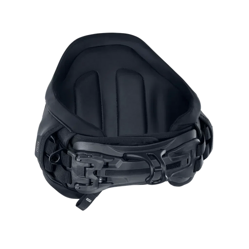 ION Axxis black kitesurf waist harness with padded back and metal hook buckle