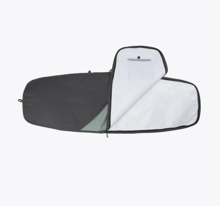 Ion Core twin tip kiteboard bag, black and white, open to show inner lining
