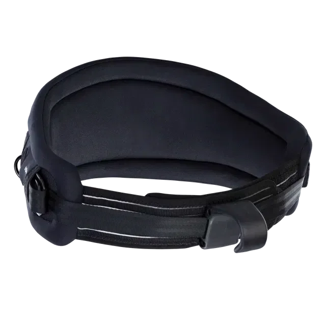 ION black wing waist harness for watersports, ergonomic padded design, adjustable straps