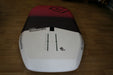mb boards Albatros 118L wingfoil board in white and dark red on wooden floor