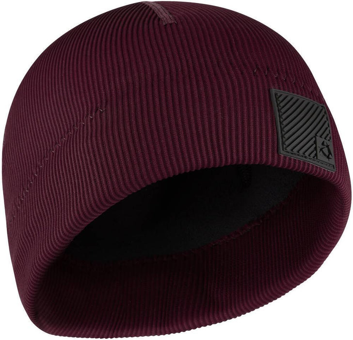 Mystic 2mm Neoprene Wetsuit Beanie Oxblood Red with textured fabric and logo patch