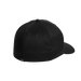 Mystic black Flexfit cap with curved peak, rear view, watersports surf hat