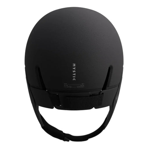 Mystic black Impact Cap helmet for watersports with chin strap, top view