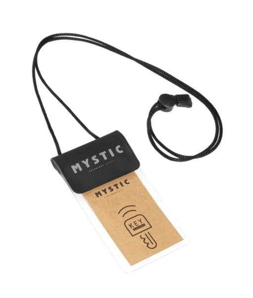 Mystic waterproof key pouch with neck strap, clear case and black closure, product image