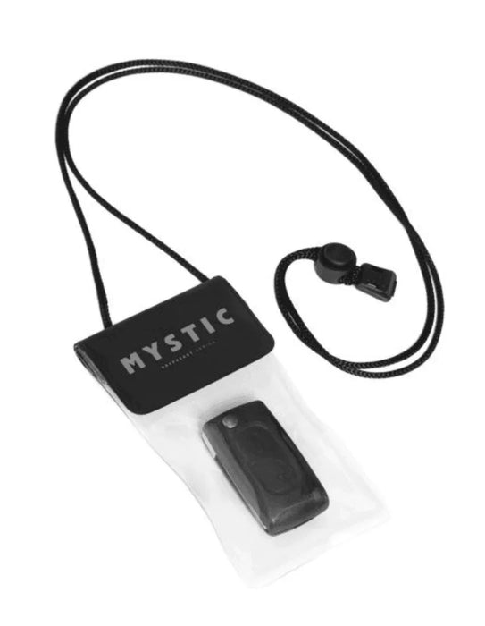 Mystic Waterproof Keypouch with neck strap, transparent pouch displaying black key fob