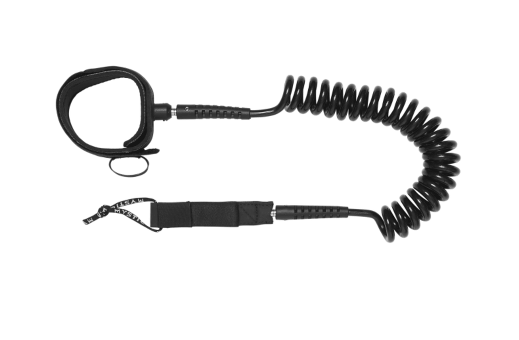 Mystic Wingfoil Board Coiled Calf Leash Black - Boardworx