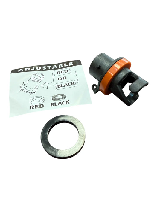 Naish SureLock valve pump nozzle set with orange ring and adjustment instructions for watersports