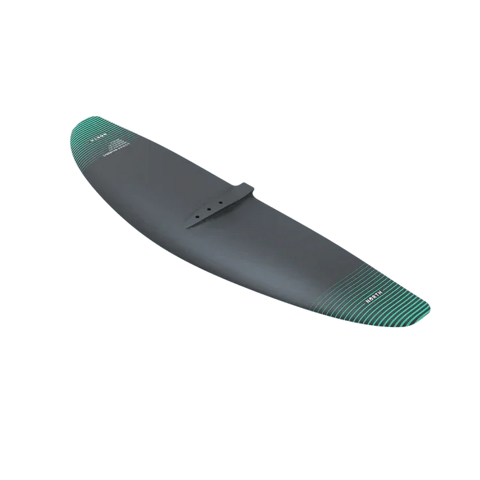 North aluminium wing foil front wing in black with green striped tips for watersports