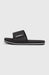 O'Neill men's adjustable black slide sandal with white logo and sole stripe on plain background