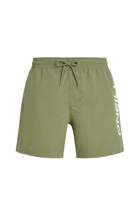 O'Neill Cali 16 swim shorts, olive green, elastic waist, drawstring, white logo on leg