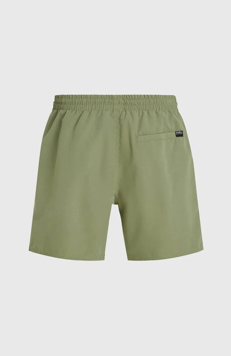 O'Neill Cali 16 green swim shorts with back pocket and elastic waistband, watersports clothing